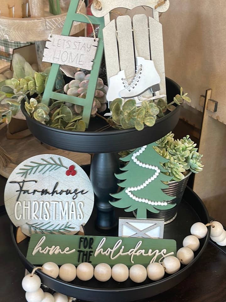 Thuis voor de feestdagen Tier Tray Kit voor wholesale door Rustic Home Co LLC