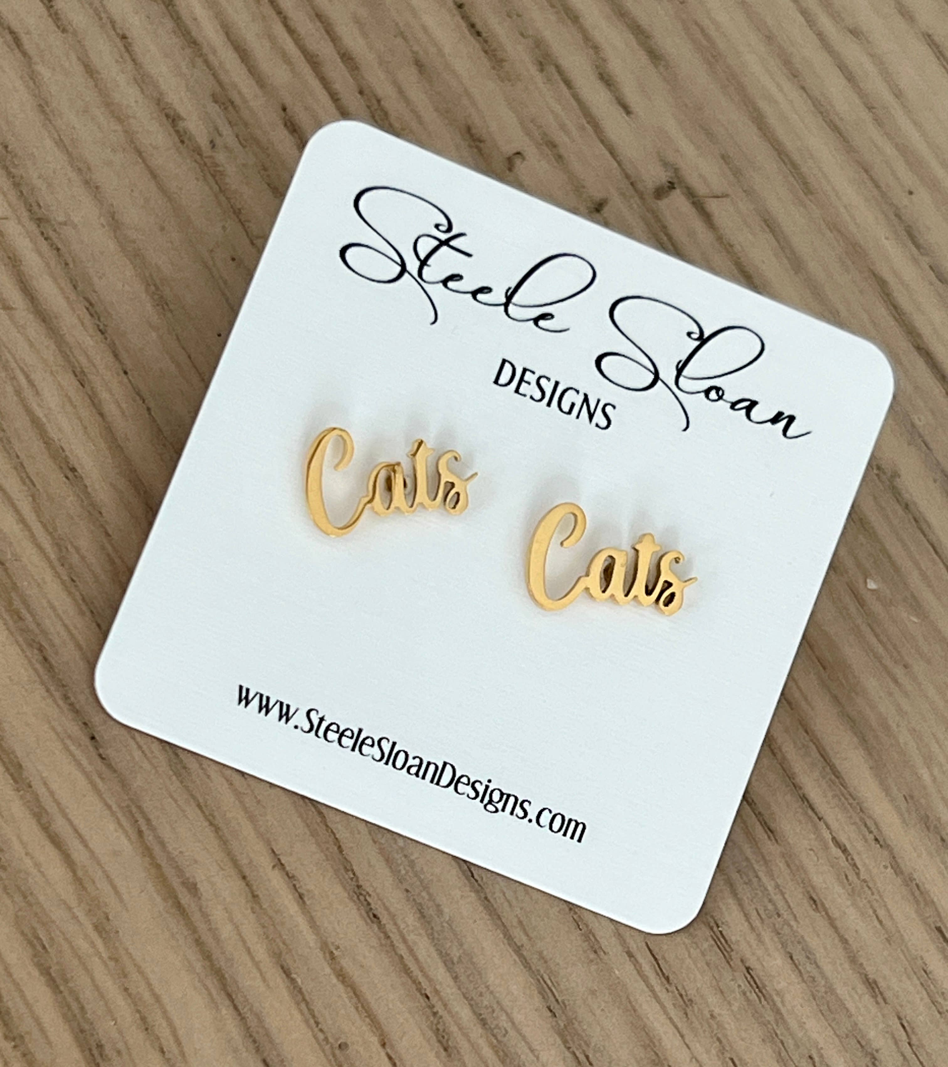Steele Sloan Designs - Wholesale Stud/Post Earrings - Go Cats Fans Gold Stud Earrings  Cats Team Gift  Go Cats!2