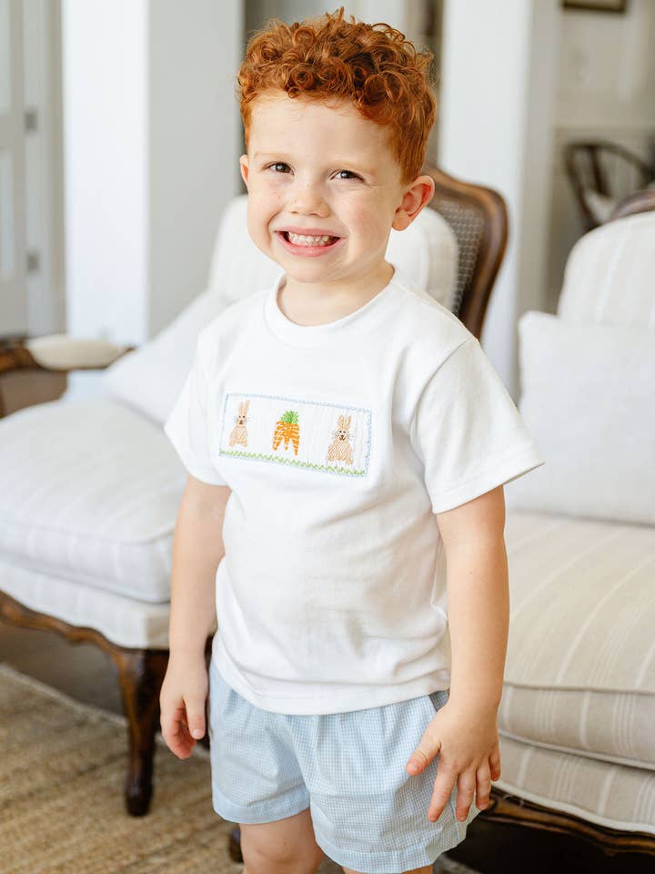 Easter Bunny and Carrots Smocked Beau T-Shirt/Shorts Set for wholesale by Ruth and Ralph
