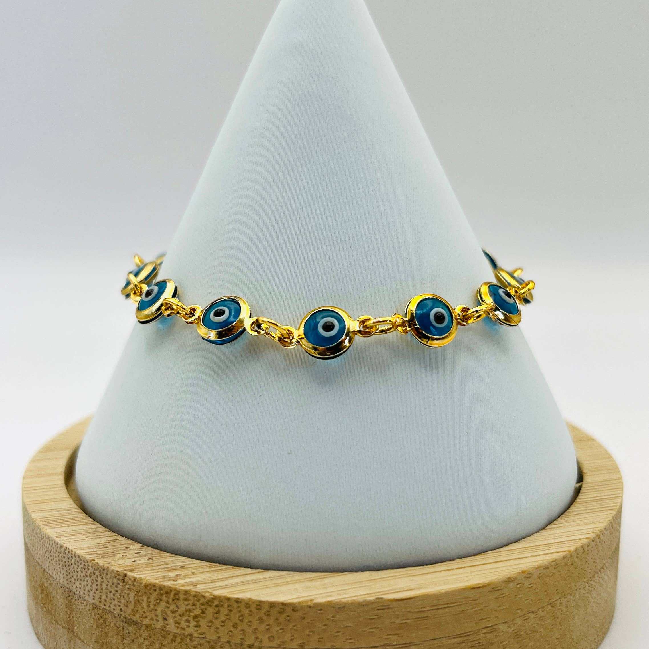 Loli - Wholesale Link & Chain Bracelet - Lux Crystal Chain Evil Eye Bracelet - Silver - Gold Color1