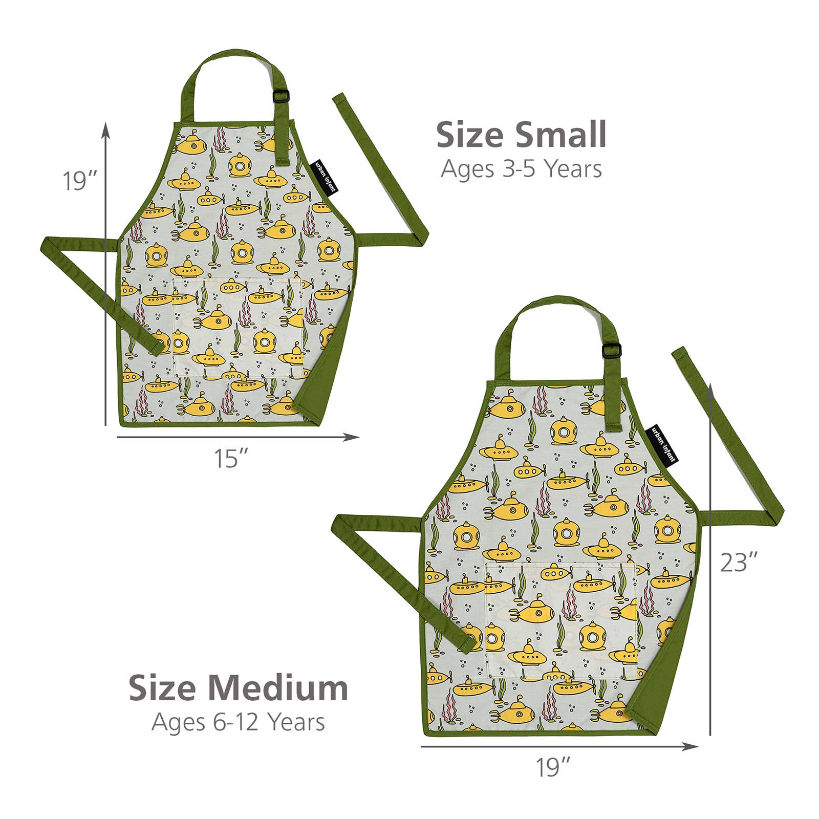 Urban Infant - Wholesale Apron - Kids - Little Helper Kids Apron, Washable Cotton/Poly - Submarines6