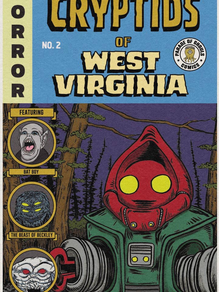 Cryptids of West Virginia No.2 print for wholesale by Parade of Ghouls
