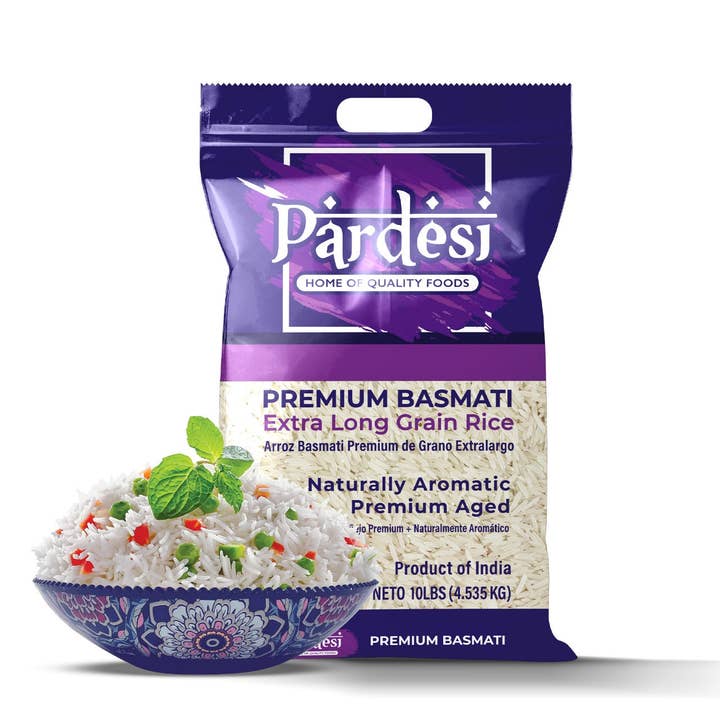 PARDESI FOODS Extra Long Grain Basmati Premium Rice 10LB for wholesale by TMC Marketing