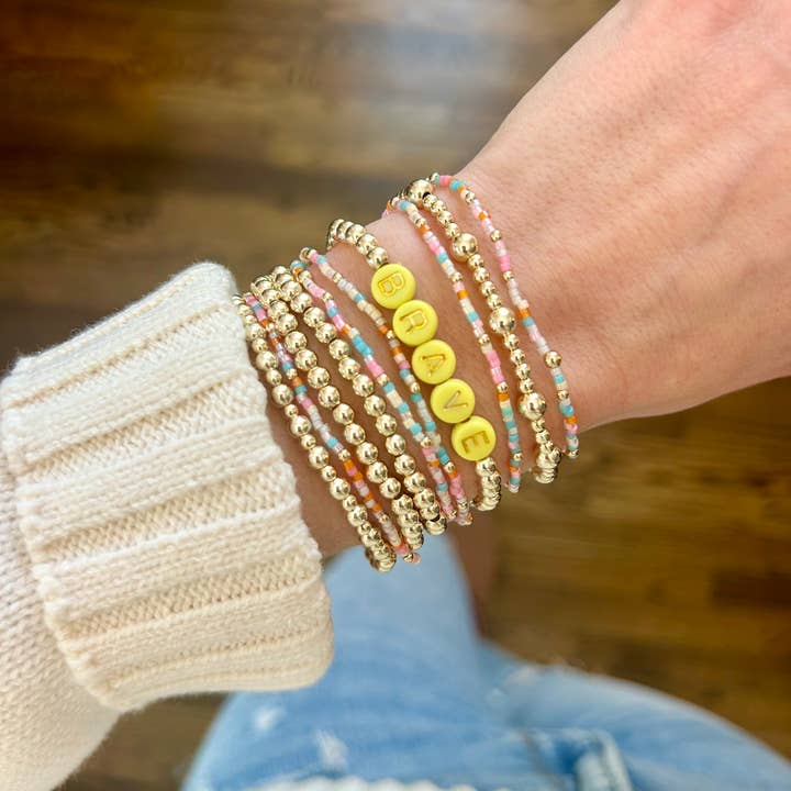 Back Bay Bead Company - Wholesale Beaded Bracelet - Seed Bead Stretch Bracelet Gold Filled Color Bead Bracelets 20