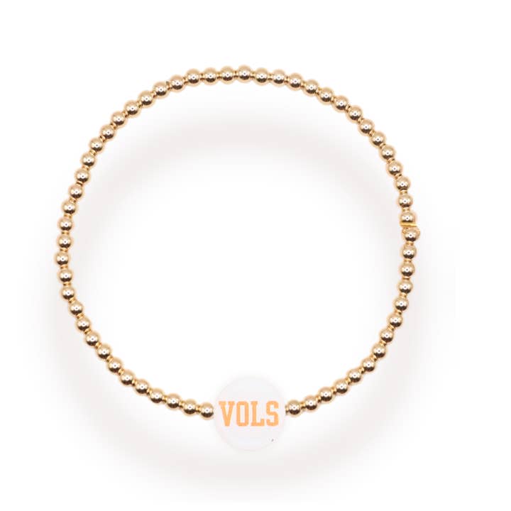 Beaded Blondes - Wholesale Beaded Bracelet - Tennessee Logo Flip Bracelet on Gold4