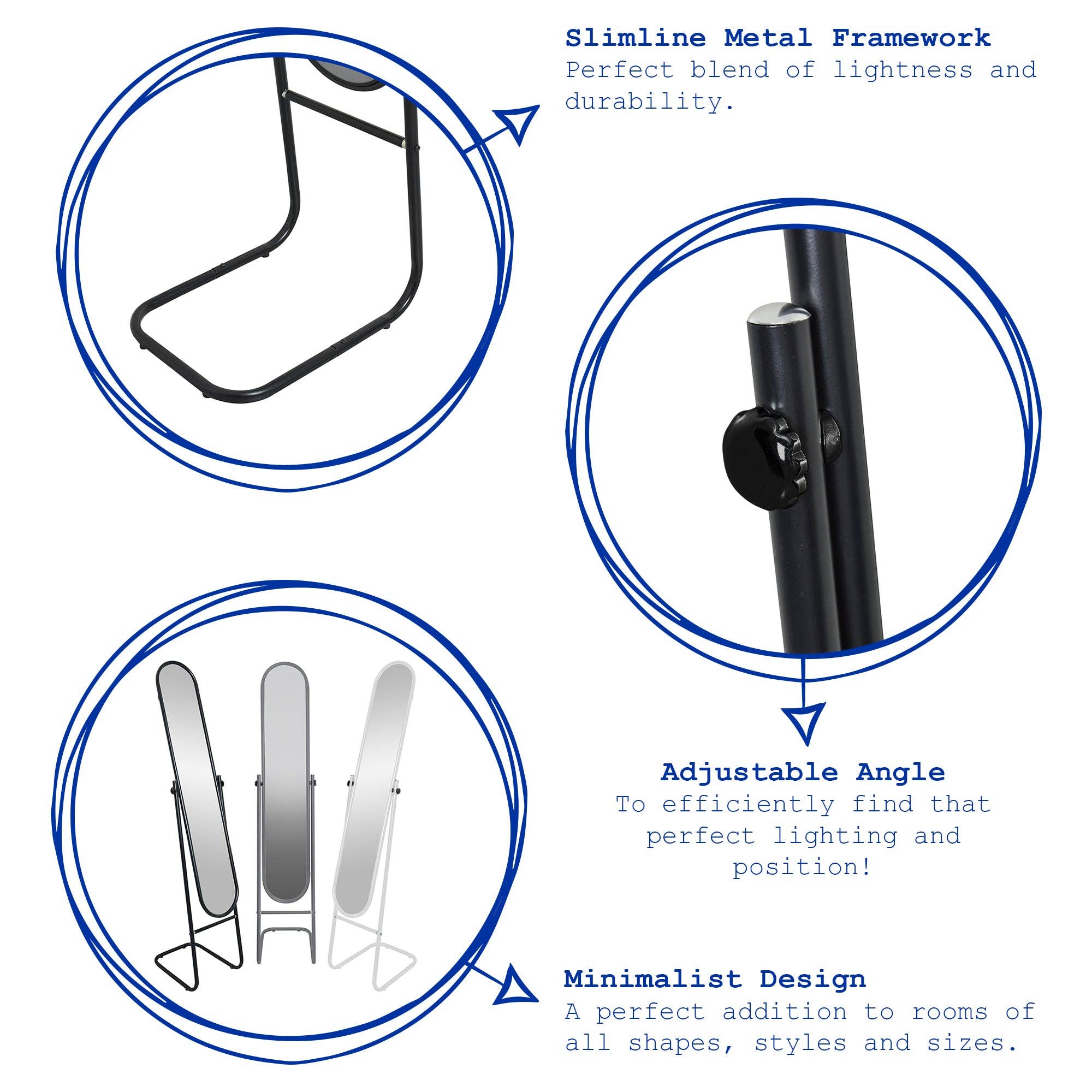 Rinkit Ltd - Wholesale Floor Mirror - 153cm x 30cm Round Full-Length Mirror - By Harbour Housewares10