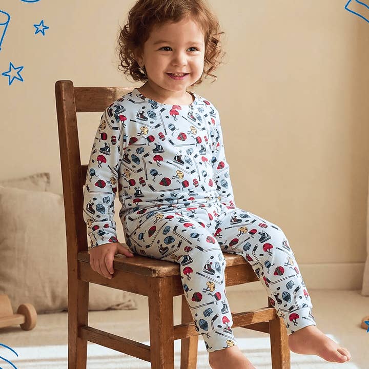 Hockey 2-Piece Pajama Set for wholesale by Sweet Bamboo