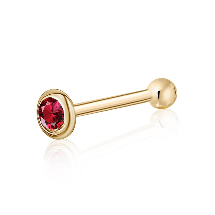 Massete - Wholesale Single Earring - 14k 18k Gold Nose Ring Stud Piercing Ball or Gem Cubic CZ