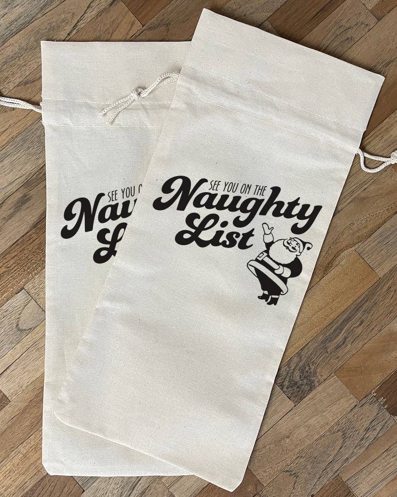 RubiaRojo - Vente Pochette cadeau pour bouteille de vin - See You on the Naughty List Sac cadeau de vin, d'alcool et d'alcool1