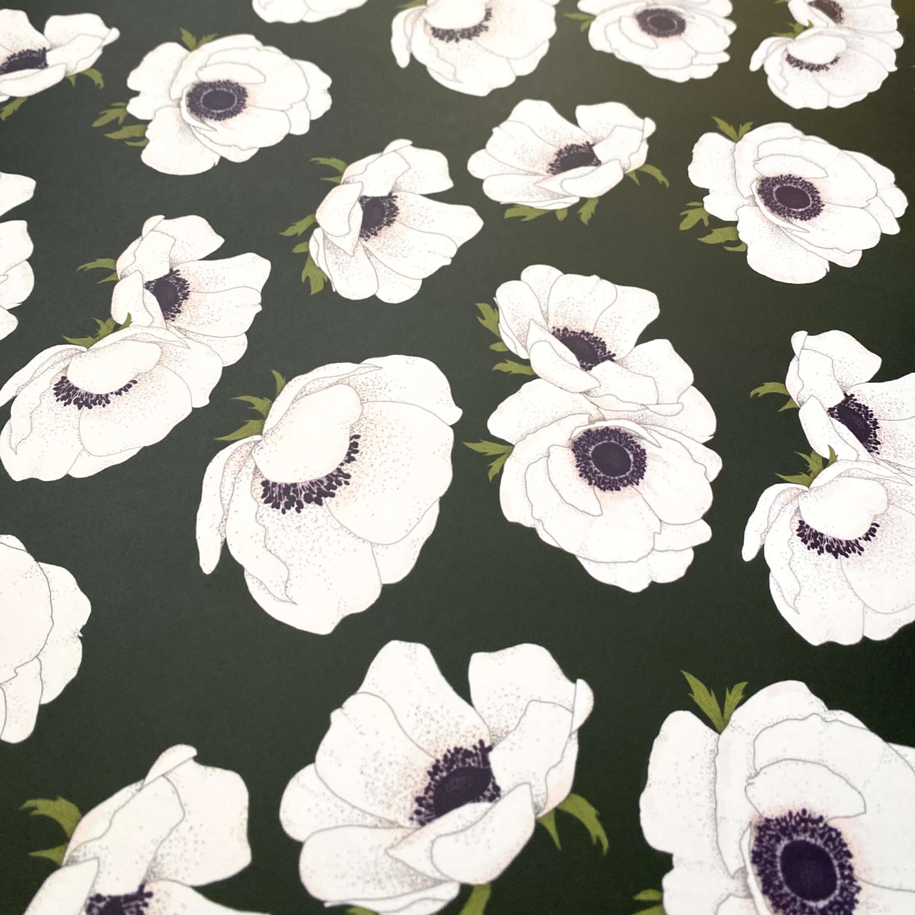 Ballard & Prescott - Wholesale Flat Wrap - White Anemone Wrapping Paper4