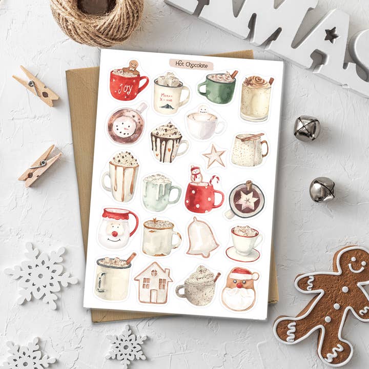 Hot Chocolate Stickers. Winter Treats Stickers for wholesale by DailyStickersUK