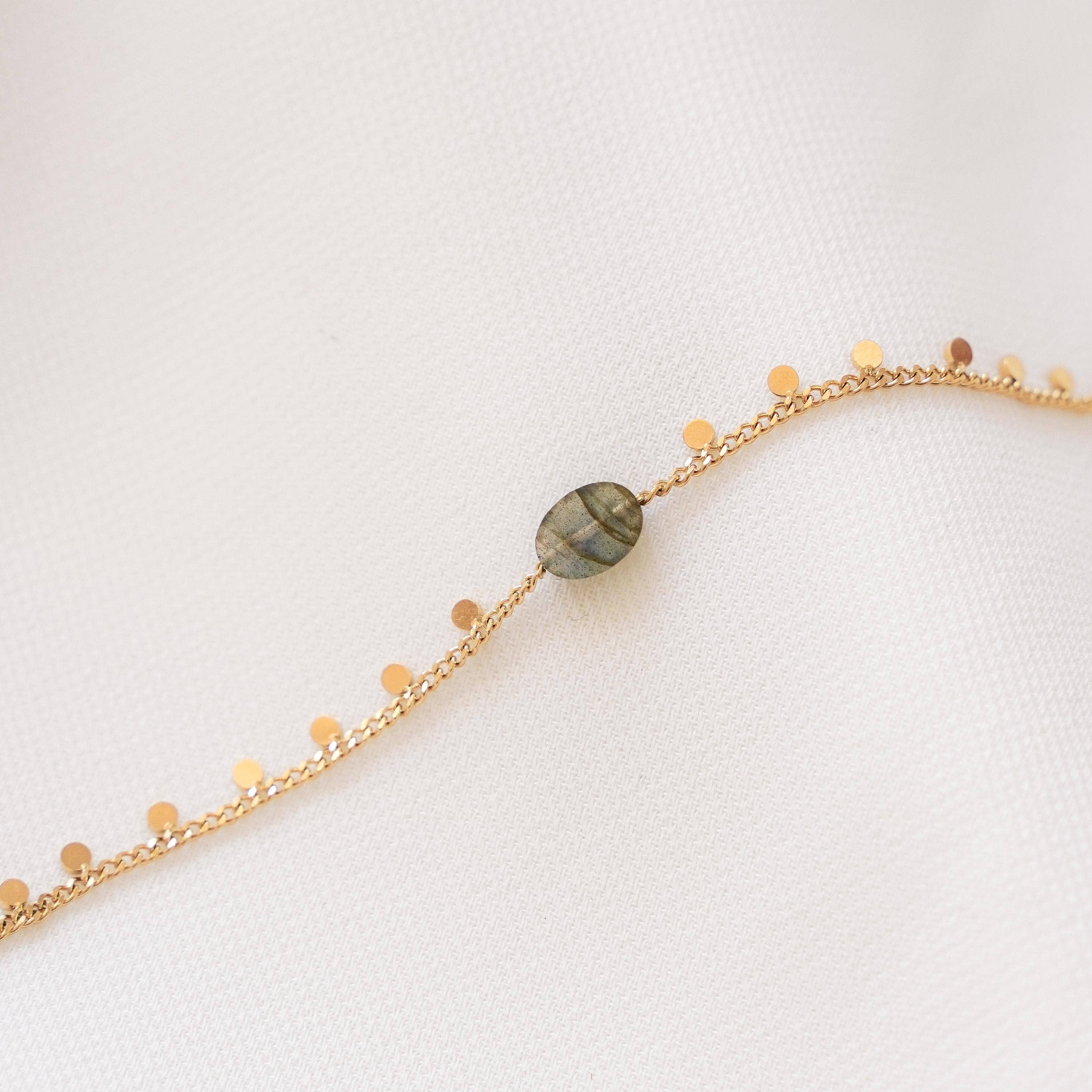 Victoire Collection - Wholesale Link & Chain Bracelet - Stainless steel bracelet with natural labradorite stone2
