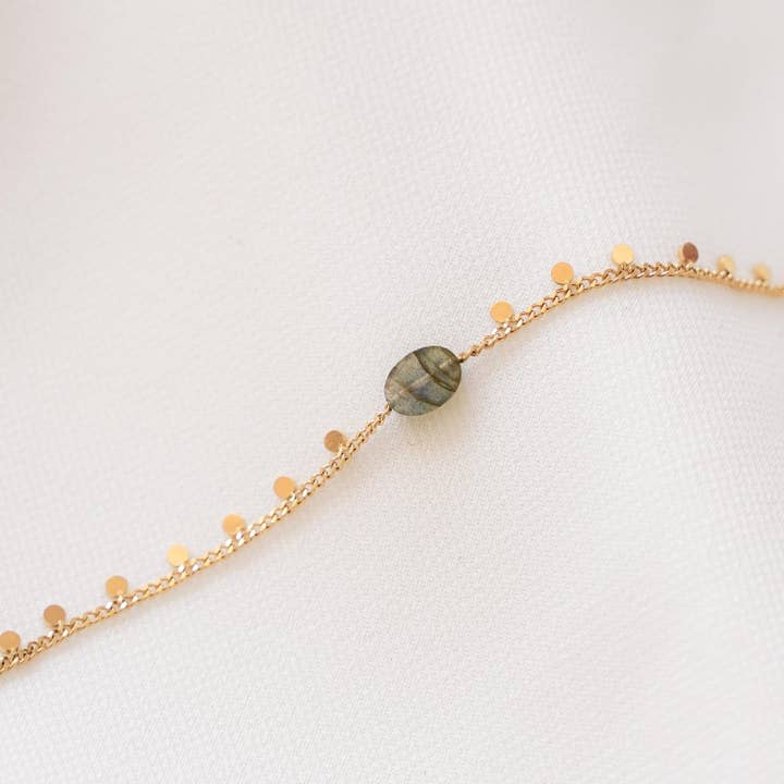 Victoire Collection - Wholesale Link & Chain Bracelet - Stainless steel bracelet with natural labradorite stone2