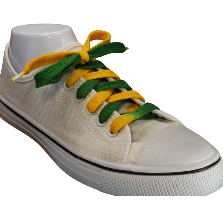 Green and Gold Shoelaces | Custom Made for wholesale by TyeTheShoe