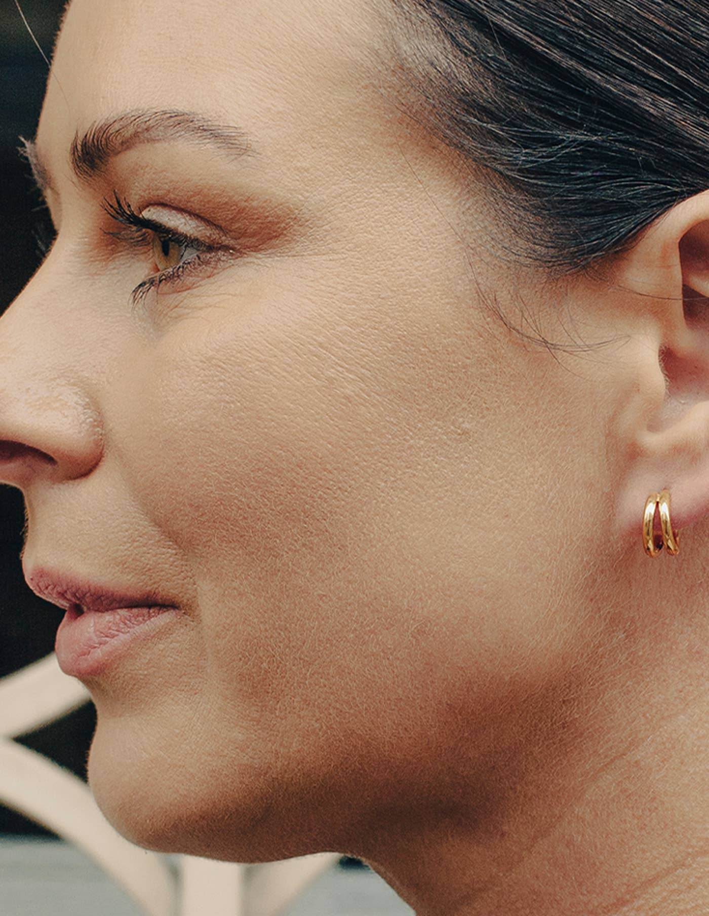 Nordic Muse - Wholesale Huggie Earrings - Gold Double Layer Huggie Hoop Earrings, Waterproof2