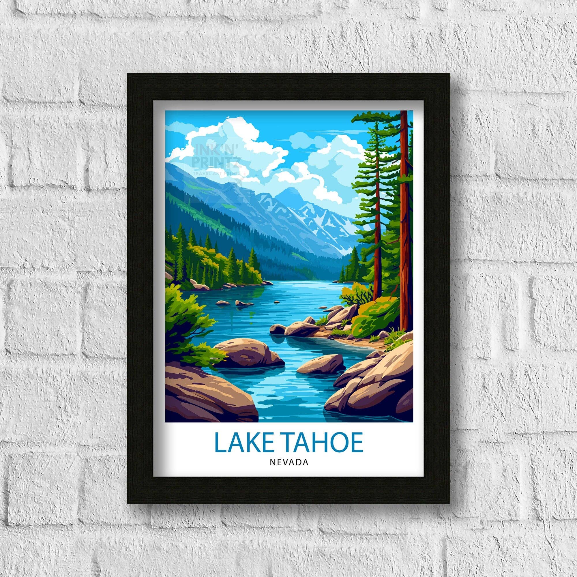 InkNPrintz – wholesale Art print – Lake Tahoe California Travel Poster Lake Tahoe2