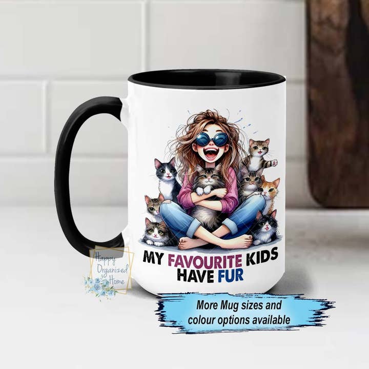 My Favourite Kids Have Fur Cat Love Ceramic Mug for wholesale by Happy Organized Home
