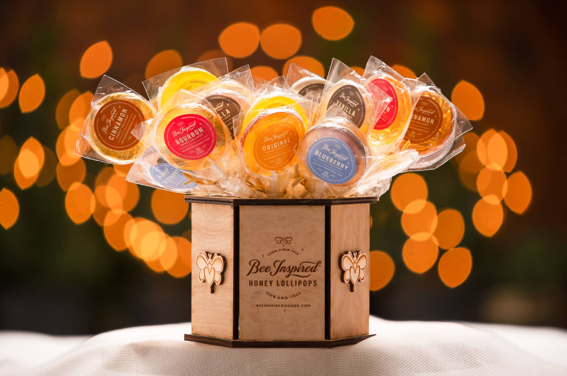 Bee Inspired - Wholesale Retailer Display - Food & Drink - Wooden Honey Lollipop Display | Honey Lollipop Holder1