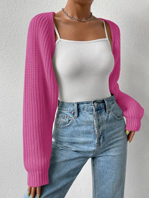 Plush Looks – Großhandel Strickjacke – Damen – Barbie-Strickjacken mit langen Ärmeln und lockeren, einfarbigen Split-Joint-Cardigan-Oberteilen