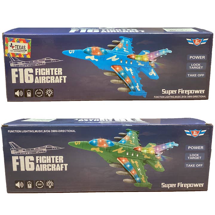 F16 Fighter Jet Aircraft Electronic Toy with Light and Sound for wholesale by Texas Toy Distribution