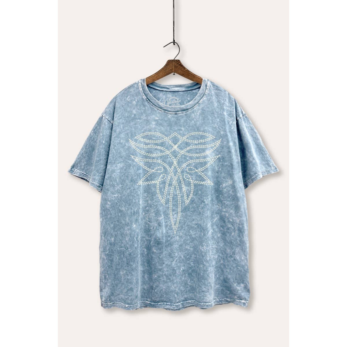 STARCHIS - Wholesale T-Shirt (Graphic) - Women's - WESTERN BOOT STITCH PATTERN GRAPHIC MINERAL WASH BOXY T-SHIR2