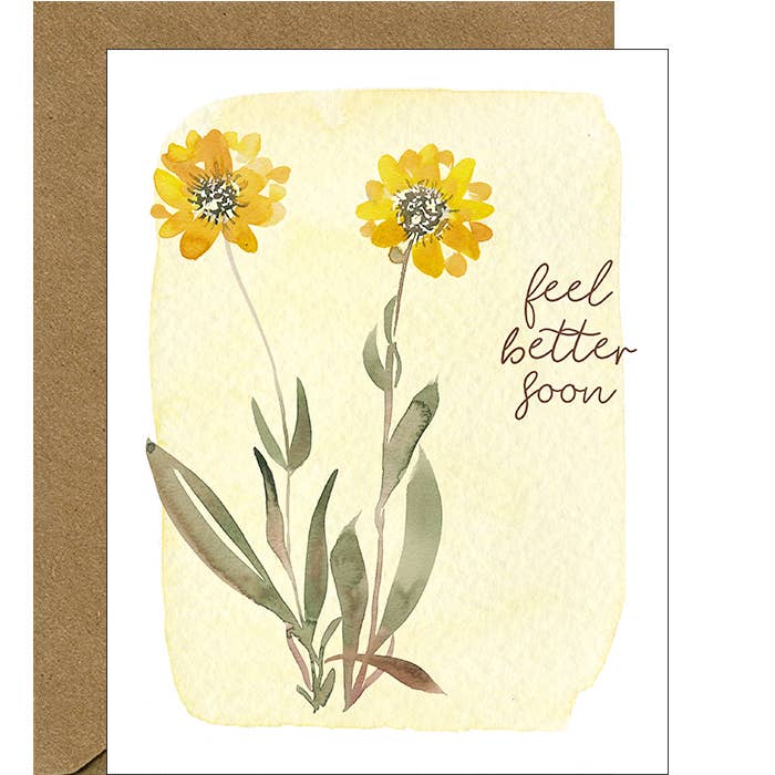 Biglietto "Rimettiti Presto" | Biglietto con Fiori ad Acquerello per la vendita all'ingrosso da parte di Pink Bathtub Designs
