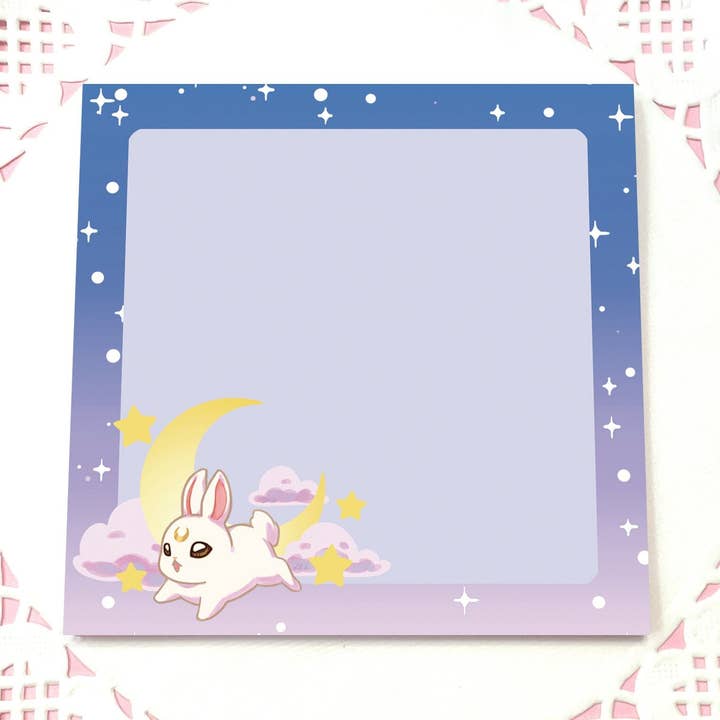Moon Bunny Notepad | Kawaii Stationery | Sticky Note for wholesale by Lilimoon