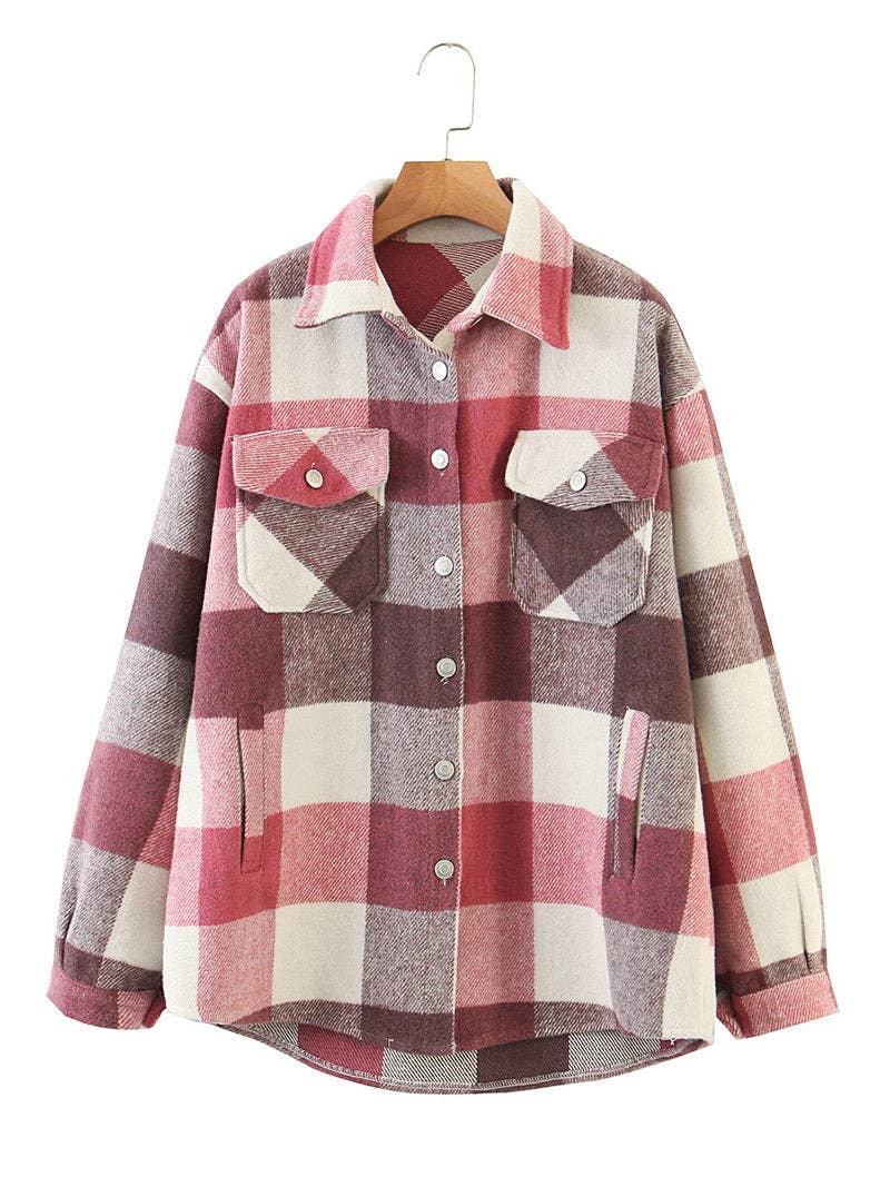safistyle - Wholesale Shirt Jacket/Shacket - Women's - Casual Plaid Shirt Jacket1