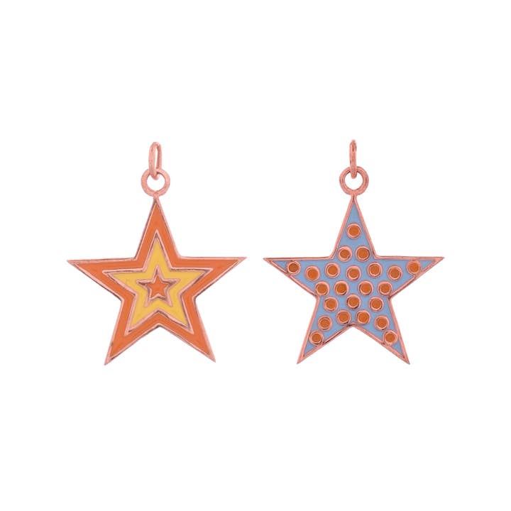 Reversible Star Rose Gold Plated Enamel Pendant,Accessories for wholesale by Misteerious Seed