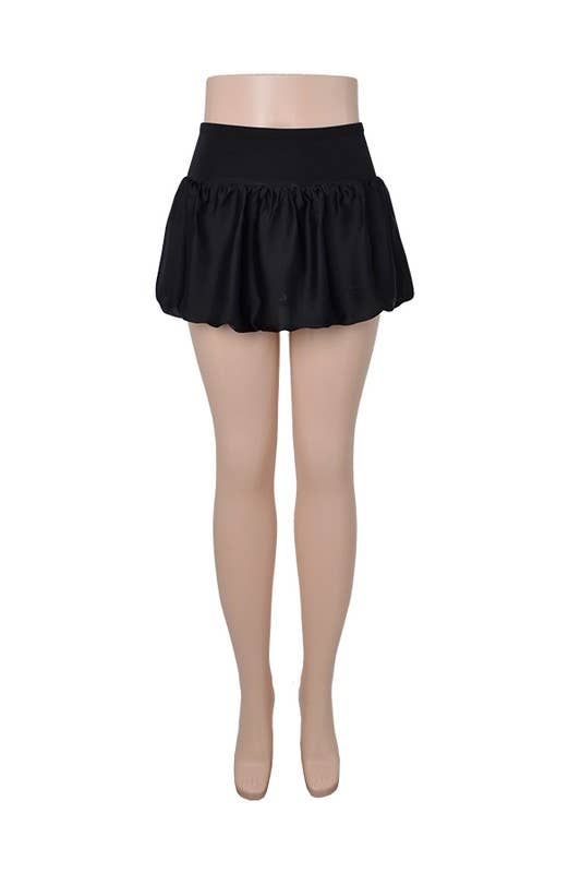 Color 5 – wholesale Skirt – Women’s – Balloon bubble ruffle mini  skirt  w/lining and shorts under0