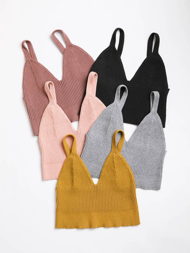 Leto Accessories - Wholesale Knit Top - Women's - Plus Size Contour Rib Knit Brami Lounge Top6