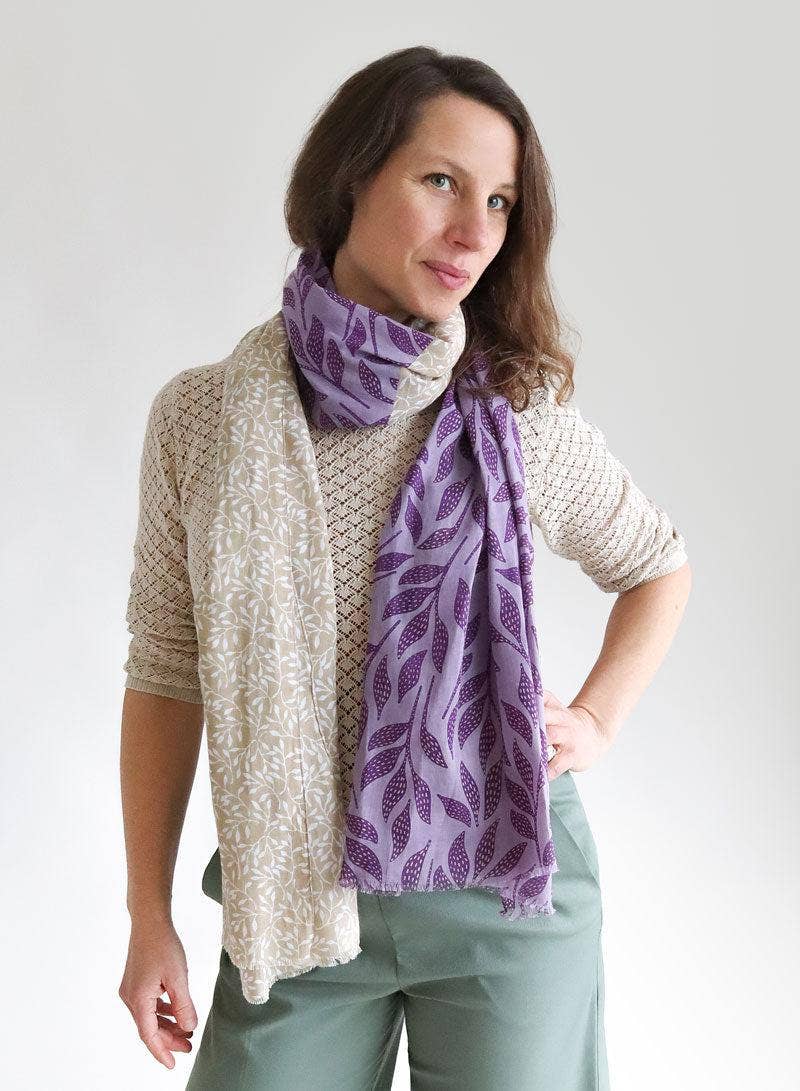 Djian - Vendita all'ingrosso Sciarpa - Donna - Sciarpa 100% cotone biologico / Buoni Amici – lilla/talpa1
