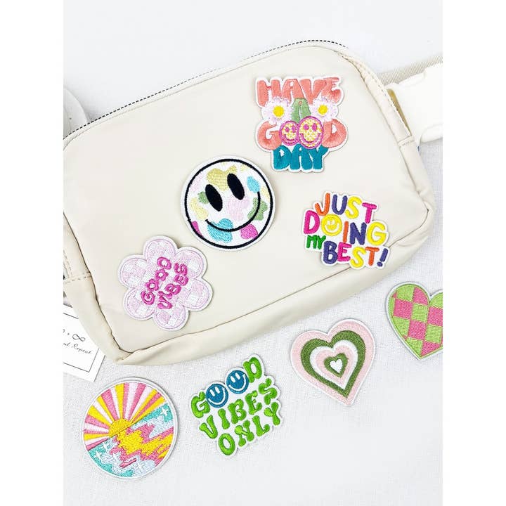 MIX COLOR Good Vibe DIY Iron On Embroidered Patches for wholesale on Faire3