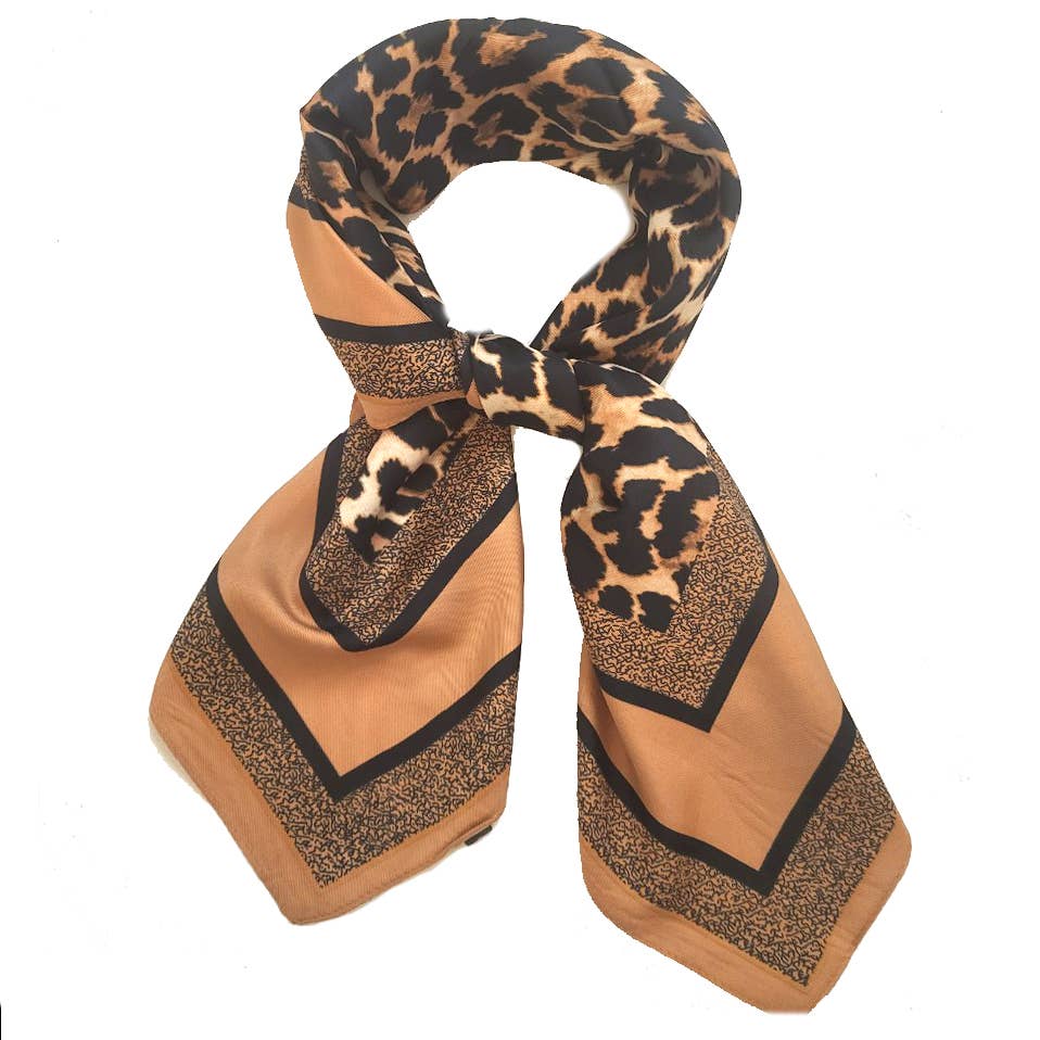 Br SATIN LEOPARD SILK NECK SCARF BANDANA for wholesale on Faire0