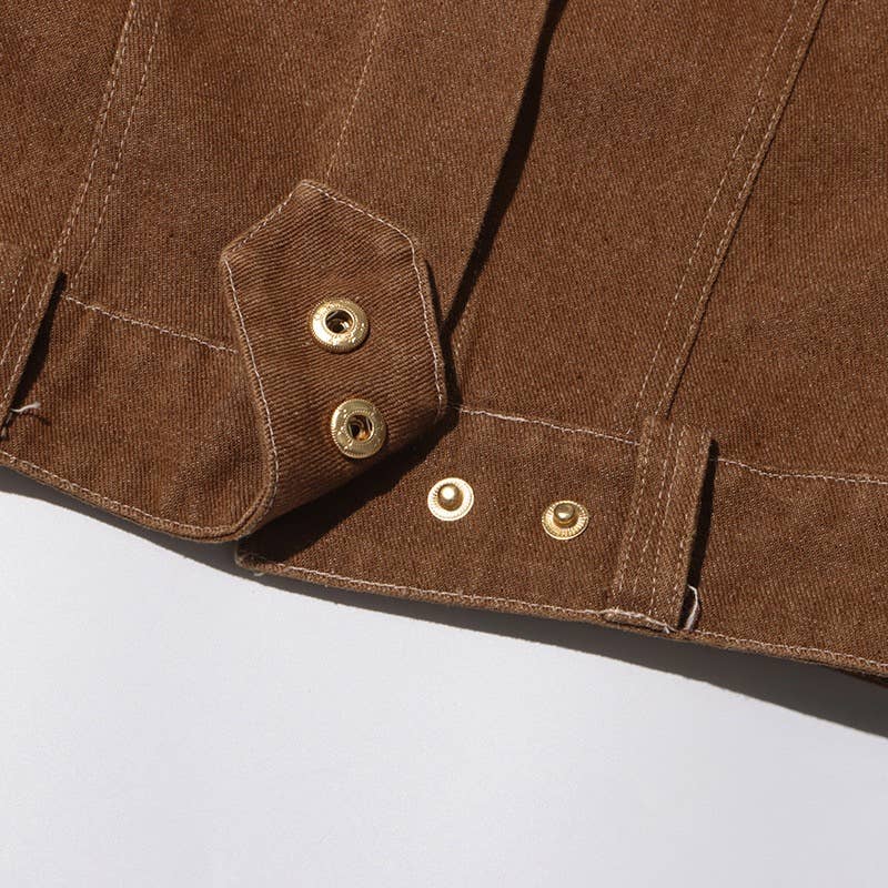 Cor como imagens Conjunto Retrô Desgastado Feminino com Jaqueta Curta com Amarração e Calça Reta para venda a revendedores na Faire14