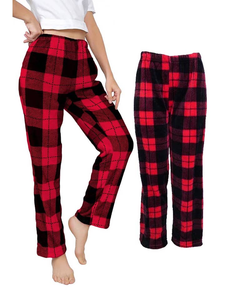 RØD/SORT Cap Zone Buffalo Ternet Fleece Lounge Pyjamasbukser for engroshandel på Faire