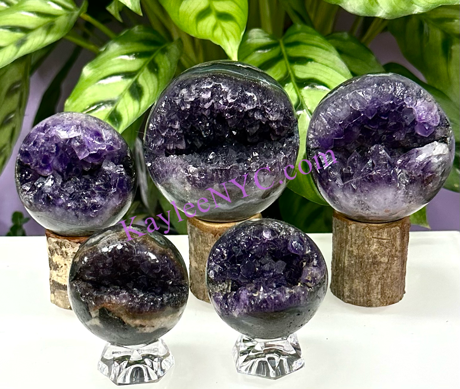 KayleeNYC - Wholesale Spiritual Stone/Crystal - Wholesale lot 6-10 Pcs Amethyst Spheres 4.3-4.5 lbs2