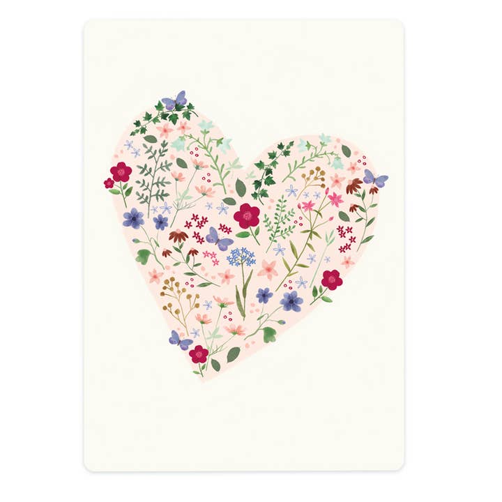 flowerheart card for wholesale by The Lemonbird