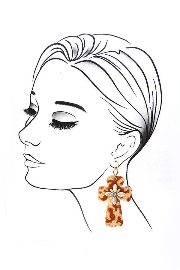 JOSSLYN by wall to wall – Engroshandel Hængeøreringe og creoløreringe – BOHO KUNSTLÆDER KORS MED STEN ØRERINGE | 51E10930063