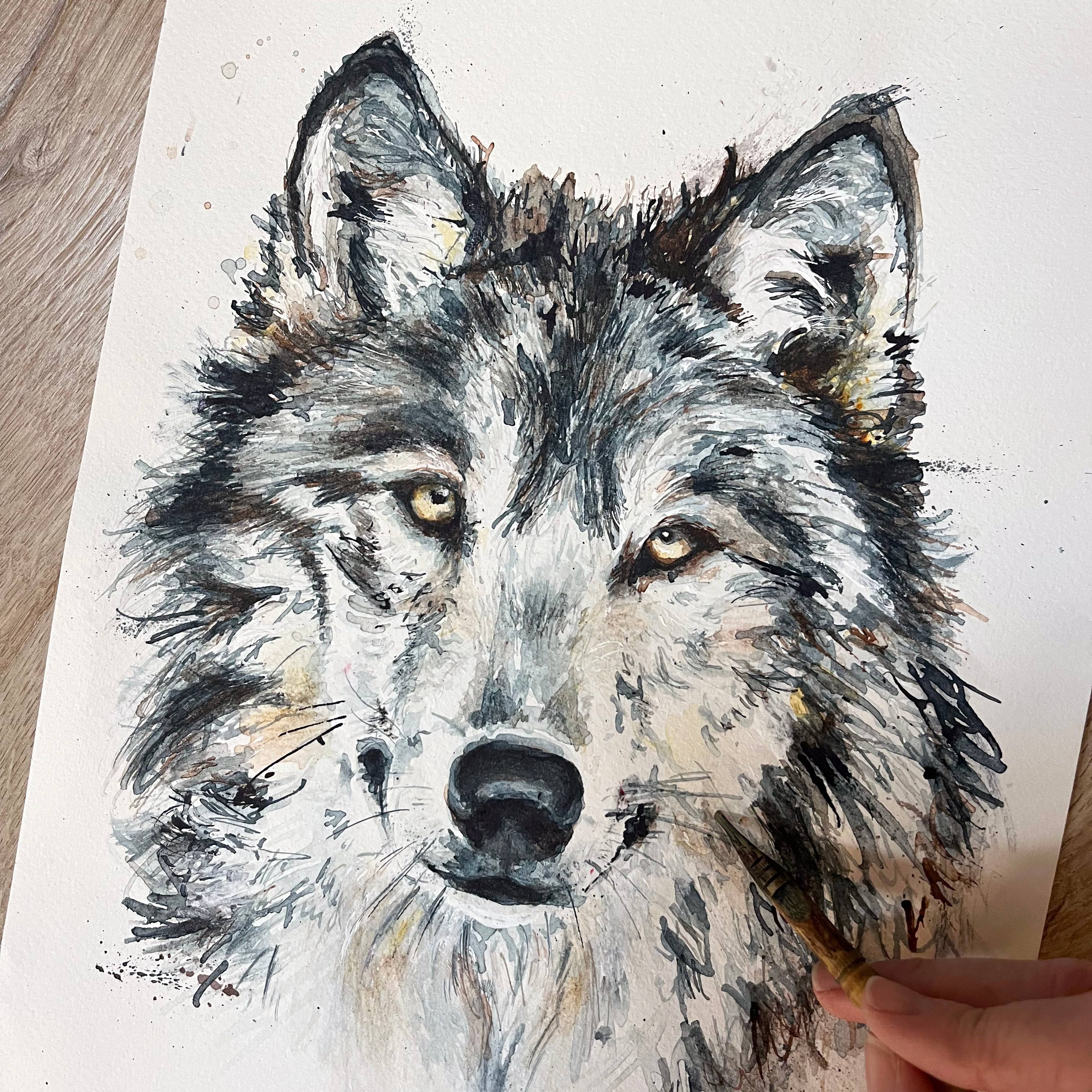 Kate Moby - Wholesale Compact Mirror - Inky Wolf Pocket Compact Mirror2