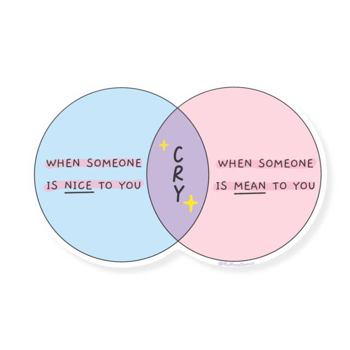 Cry When Happy And Sad Mental Health Vinyl Sticker for wholesale by Fluffmallow (Custom duties for USA are pre-paid by us)