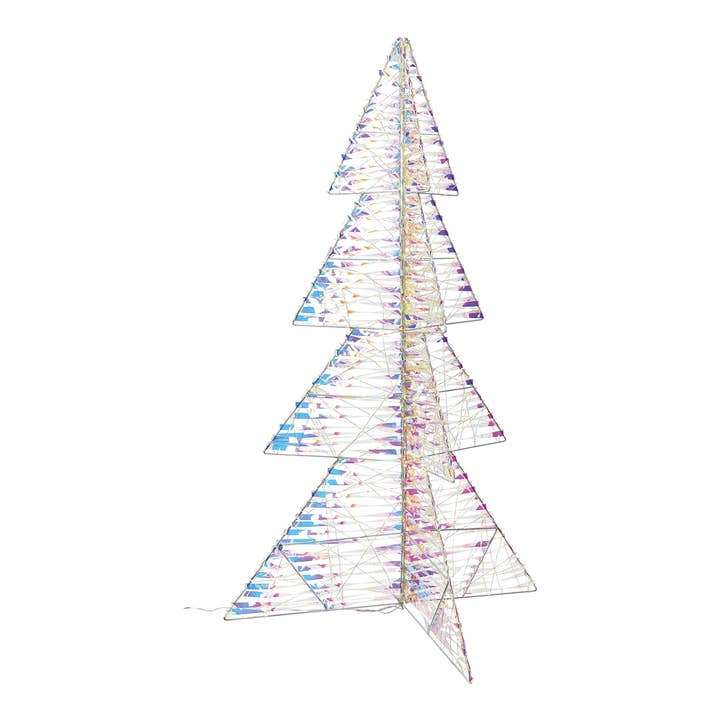 Árbol de Navidad iluminado 960 LED con temporizador 6/18H, blanco cálido, adaptador IP44 24V,6 W de plástico blanco iridiscente (A/Al/P) 65x118x65cm para venta al por mayor de Wurm