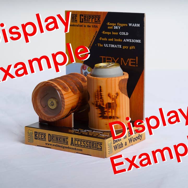 Beer Drinking Accessories - Wholesale Drink Huggers & Koozies - Beer Koozie - Hand Carved Wood - Not Made in China Engraving3