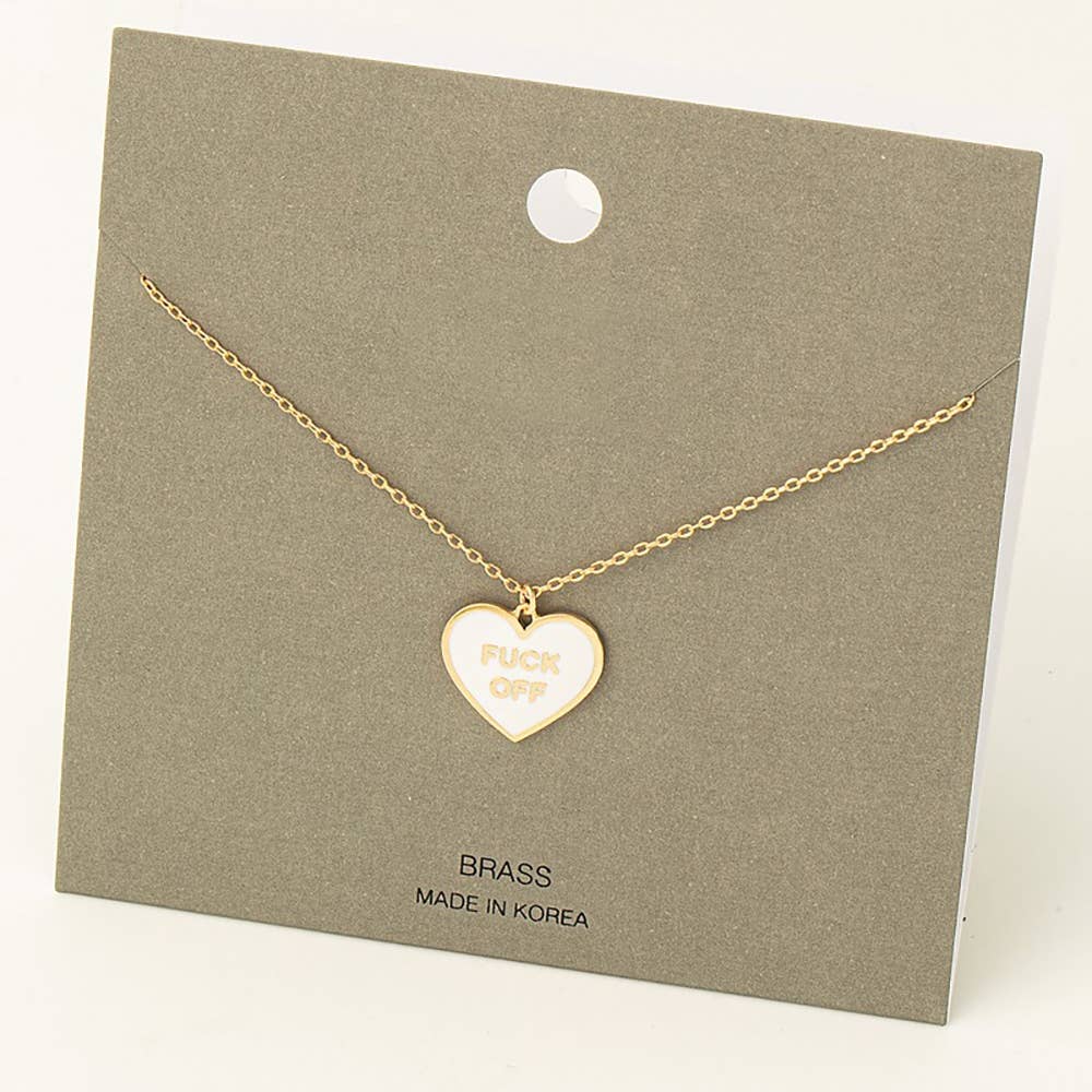 Fame Accessories - Vendita all'ingrosso Collana con ciondolo/pendaglio - Collana con pendente a cuore « Fuck Off »4