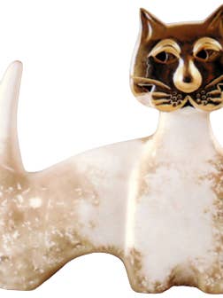 Gato César de cerámica y oro para venta al por mayor de Boutique ArtNika