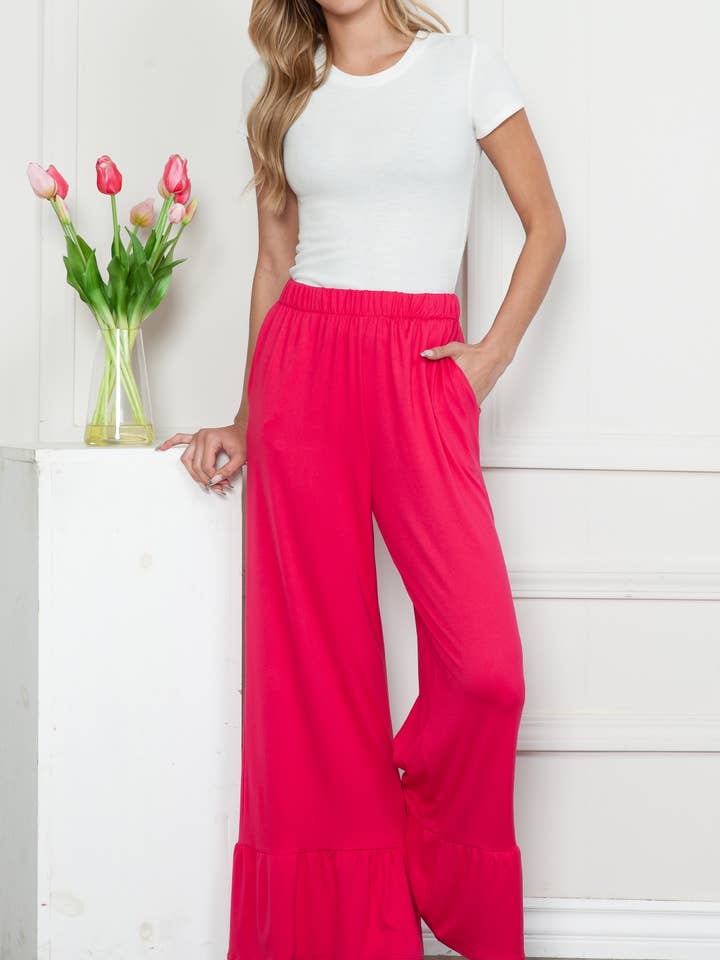 Pants with fluted ruffle hem for wholesale by aa24