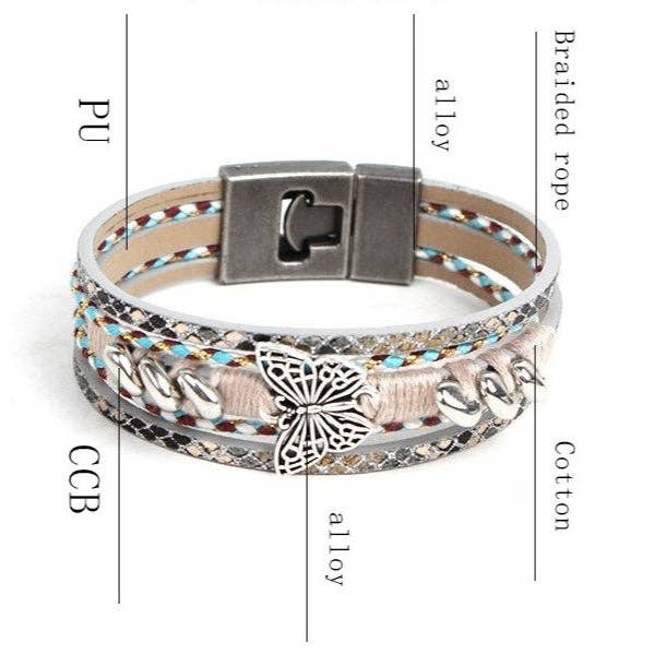 A  Butterfly Multi Layer Braided Bracelet S5P617 for wholesale on Faire3