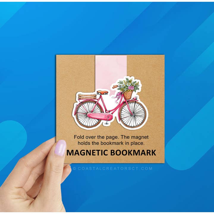 Vintage Pink Bicycle Magnetic Bookmark (Packaged) for wholesale by Coastal Creators of Connecticut