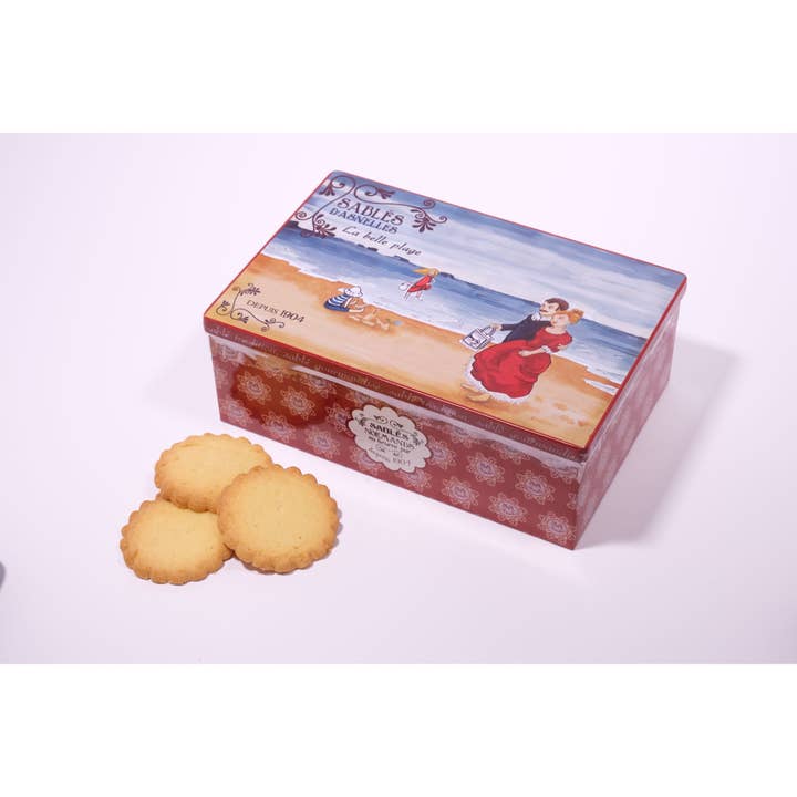 Biscuiterie Les Sablés d'Asnelles - Venta al por mayor Galletas - Caja de metal "La bella Playa", galletas de mantequilla pura, 500g