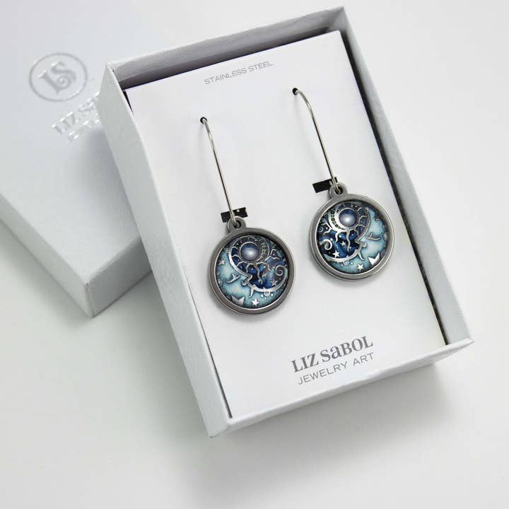 Liz Sabol Jewelry Art - Wholesale Dangle Earrings - Man in the Moon Earrings6